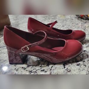 Patent Leather Chunky Heeled Mary Jane Shoes